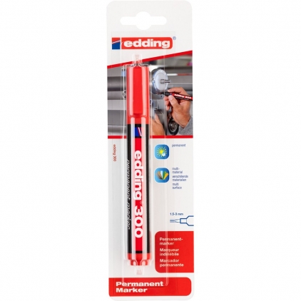 Marker pentru tabla, varf rotund 2mm, albastru Marker Edding 300, permanent, varf rotund, 1.5-3 mm, rosu, in blister