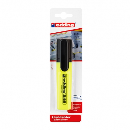 Marker permanent cu vopsea Donau, varf rotund, 2.8 mm, rosu Textmarker Edding 345, varf retezat, 2-5 mm, galben, blister