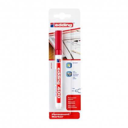 Marker permanent Edding 11, retractabil, varf rotund 1.5-3 mm, negru, blister Marker permanent Edding 400, varf rotund 1 mm, rosu, blister