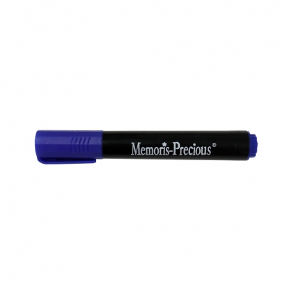Marker permanent cu vopsea Donau, varf rotund, 2.2 mm, negru Marker permanent Memoris-Precious, varf tesit, 2-7 mm, albastru