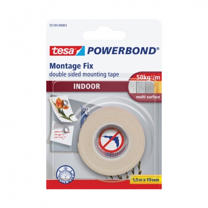 Banda autoadeziva Tesa antialunecare, 50 mm x 15 m Banda dublu adeziva buretata Tesa pentru interior, 19 mm x 1.5 m