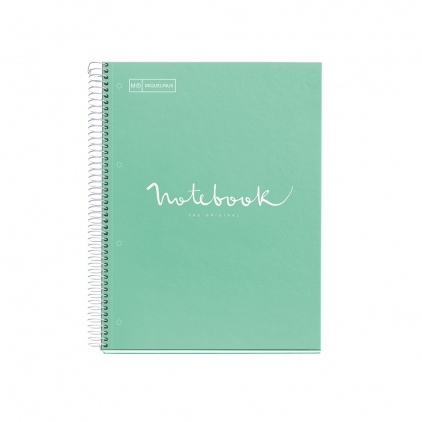 Blocnotes, Trendy blue, cu spira, A4, 70 file, dictando Caiet cu spira Miquelrius Emotions, A5, liniatura punctata, 80 file, coperta carton dur plastifiat, menta