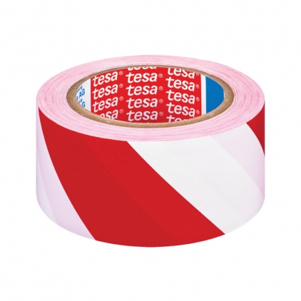 Banda autoadeziva Tesa antialunecare, 50 mm x 15 m Banda adeziva de marcare Tesa,  alb/rosu, 50 mm x 33 m