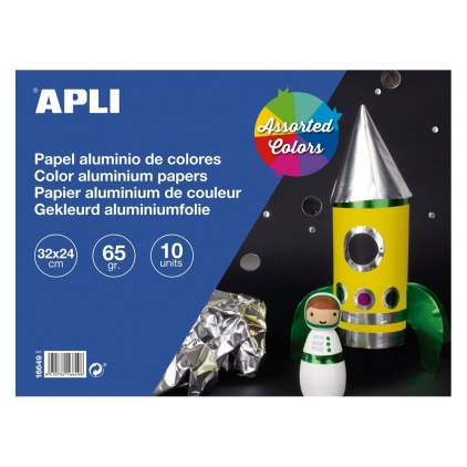 Carte de colorat cu contur catifelat, APLI, 5 markere Hartie tip staniol, Apli, dimensiune 320 x 440 mm, culori asortate