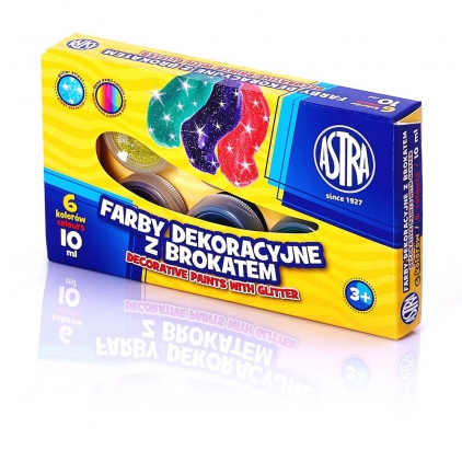 Acuarele Morocolor Primo, diametru pastila 30 mm, 12 culori/cutie Tempera Astra cu sclipici, 6 culori
