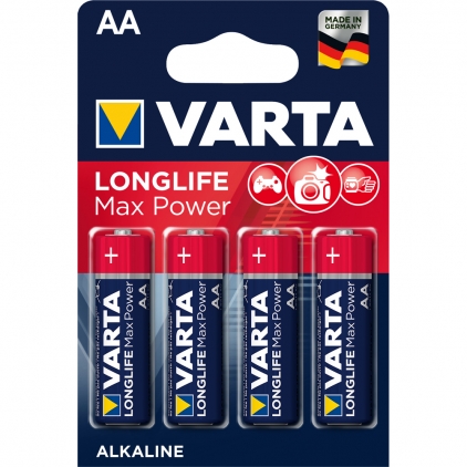 Baterii Varta Longlife Extra, LR6, 2 bucati/set Baterii Varta Longlife Max Power, LR6, AA, alcaline, 1.5 V, 4 bucati/set