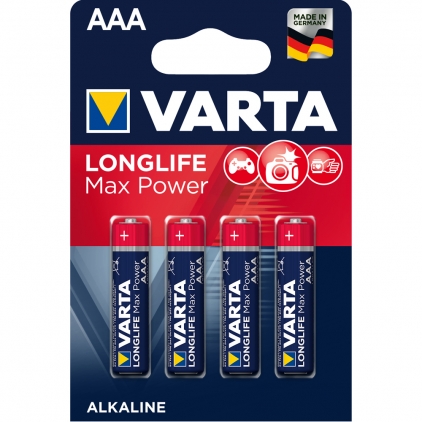 Baterii Varta Longlife Extra, LR6, 2 bucati/set Baterii Varta Longlife Max Power, LR03, AAA, alcaline, 1.5 V, 4 bucati/set