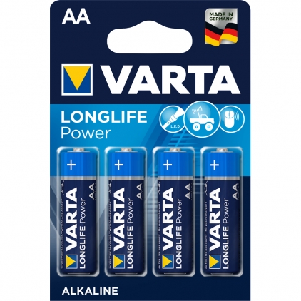 Baterii Varta Longlife Power, LR20, 2 bucati/set Baterii Varta Longlife Power, LR6, AA, alcaline, 1.5 V, 4 bucati/set