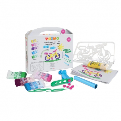 Cub creativ Morocolor Primo Cubido plastilina, 3 culori a 60 g, design masina Plastilina moale Morocolor Primo, 5 x 100 g, gluten-free, cu matrita bicicleta
