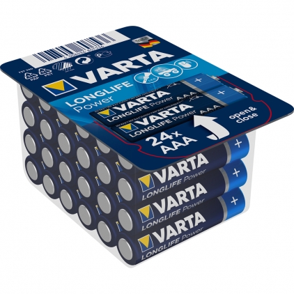Baterii Varta Longlife Extra, LR6, 2 bucati/set Baterii Varta Longlife Power, AAA, LR3, 24 bucati/set