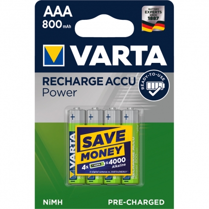 Baterii Varta Longlife Extra, LR6, 2 bucati/set Acumulatori Varta Power, HR03, AAA, 800 mAh, 4 bucati/set