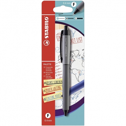 Marker Edding 4200, varf tip pensula, 4 culori asortate, blister Pix cu gel Stabilo Palette, cu mecanism, varf 0.4 mm, negru, blister
