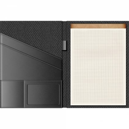 Organizer Precision Trend A5 6 inele Red Lined Mapa Piele cu Blocnotes Princ Leather Luxury 937 A4 Model R Black Millimeter