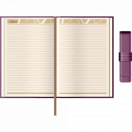 Organizer Precision Trend A5 6 inele Grey Lined - Elegance Set Agenda Piele + Pouch Pen Princ Leather Business 885 B5 Purple Lined