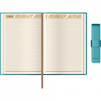 Agenda Piele Princ Leather Business 930 B5 Model H Black Lined Set Agenda Piele + Pouch Pen Princ Leather Business 885 B5 Turquoise Lined