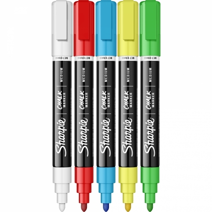 Marker OHP Noki Hi-Text 780, negru Set 5 Markere cu Creta Lichida Bullet Sharpie Chalk Medium Point Assorted Colors