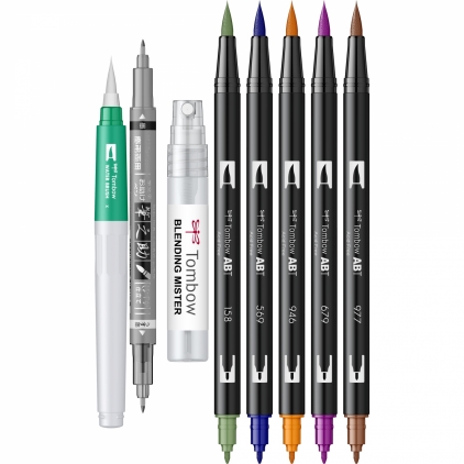 Marker permanent Edding 790, cu vopsea, corp plastic, varf rotund, 2-3 mm, galben Set Watercoloring Tombow Nature