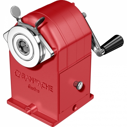 Ascutitoare cu Container KUM Ellipse K1 Plastic Red Ascutitoare cu Cilindru si Manivela Caran dAche Metal Sharpener Red