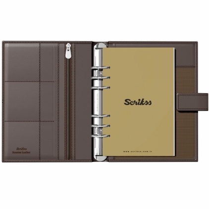 Mapa tip plic Precision Trend A5 Black Lined Organizer B5 6 Inele Scrikss Deri Soft Brown Lined
