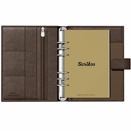 Organizer Precision Alicante B6 6 inele Orange Lined Organizer B5 6 Inele Scrikss Deri Toscana Brown Lined