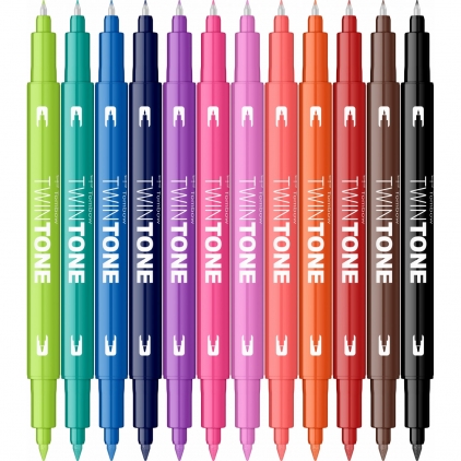 Marker Dual Brush Watercoloring Tombow ABT 837 Wine Red Set 12 Marker Coloring Twin Tip Tombow TwinTone Brights Colors 