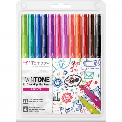 Marker Dual Brush Watercoloring Tombow ABT 837 Wine Red Set 12 Marker Coloring Twin Tip Tombow TwinTone Brights Colors 