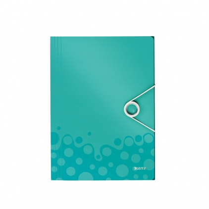 Mapa protectie, inchidere fermoar, tip penar, 8x18 cm Mapa cu elastic Leitz WOW, PP, A4, 150 coli, turcoaz 