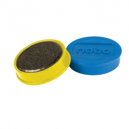 Tabla neagra Main Paper, 400x300 mm, burete, creta si cuie de prindere incluse Magneti pentru table NOBO, diametru 38 mm, sustin 20 coli, 10 buc/set, diverse culori