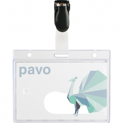 Suport card acces Durable, 54 x 85 mm, 25 bucati/cutie Ecuson cu clips PVC, 60 x 90 mm, 25 bucati/cutie