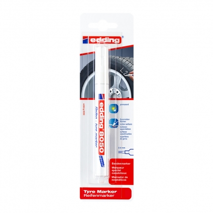 Creion Evidentiator Caran dAche Maxi Fluo Orange Marker Edding 8050, pentru anvelope, varf rotund 2- 4 mm, alb, blister