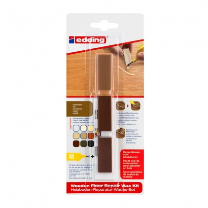 Textmarker Edding 345, varf retezat, 2-5 mm, roz, blister Kit Edding 8902, ceara pentru reparatii pardoseala, nuc, blister