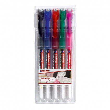 Roller Sheaffer 300 Matte Green BT Roller cu gel Edding Cristal Jelly 2185, varf 0.7 mm, 5 culori/set