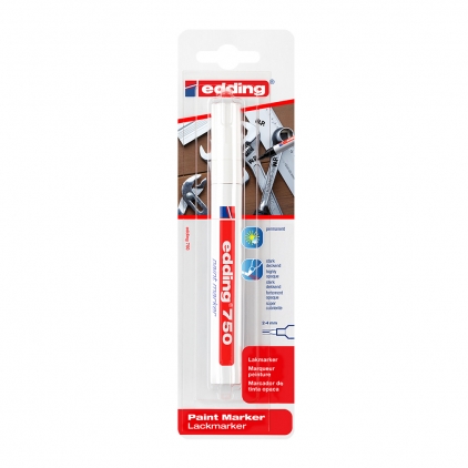 Kit Edding 8901, ceara pentru reparatii mobila, molid, blister Marker Edding 750, cu vopsea, corp metalic, varf 2-4 mm, alb, blister