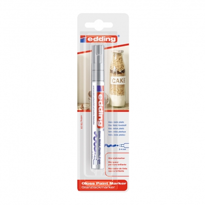 Kit Edding 8901, ceara pentru reparatii mobila, mahon, blister Marker Edding 750 cu vopsea, corp metalic, varf 2-4 mm, argintiu, blister