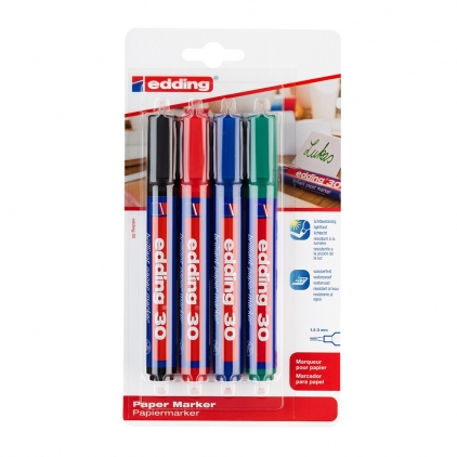 Marker Creativ Brush Sharpie Creative Acrylic Paint Water Based Lake Green Marker permanent Edding 30, varf 1.5-3 mm, 4 culori/blister