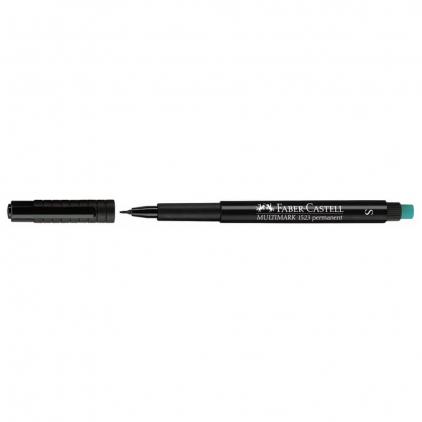 Marker Dual Brush Watercoloring Tombow ABT 403 Bright Blue Marker permanent Faber Castell, varf rotund 0.4 mm, negru