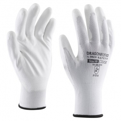 Manusi Tegera 910, marimea 8 Manusi poliester imersate PU Rock Safety, albe, marime 10
