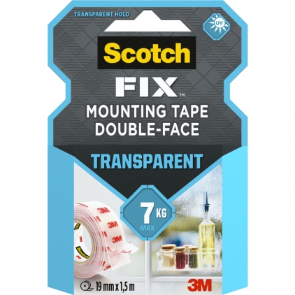 Banda dublu adeziva buretata Tesa pentru interior, 19 mm x 1.5 m Banda dublu adeziva transparenta pentru montare  Scotch, 1.5 m x 19 mm