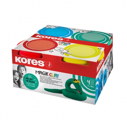 Cub creativ Morocolor Primo Cubido plastilina, 3 culori a 60 g, design masina Plastilina Kores Magic Clay, 40 g/culoare, 4 culori basic/set
