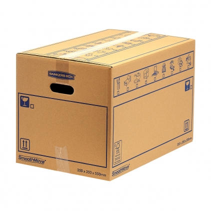 Banda adeziva Tesa, 19 mm x 66 m, transparenta Cutie carton transport si arhivare Fellowes, standard, 360x355x555 mm, 67 L