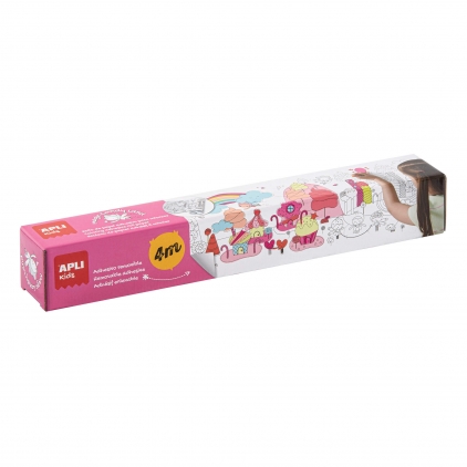 Carte de colorat cu contur catifelat, APLI, 5 markere Coli adezive Apli, pentru pictat si colorat, model Candy Land