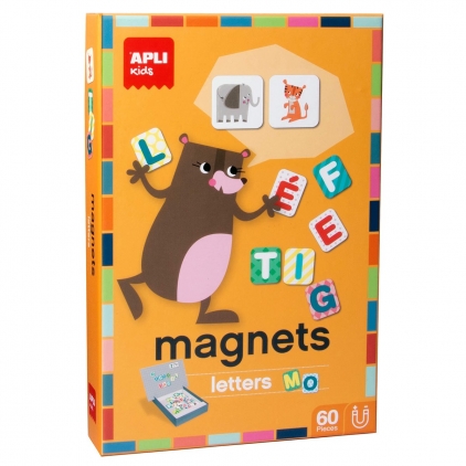 Carte de colorat cu contur catifelat, APLI, 5 markere Set magneti litere, APLI, 28x18 cm, 60 bucati