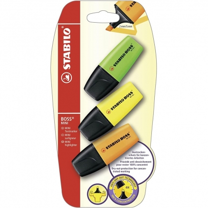 Set marker permanent Papermate, Sharpie, 4 culori, vivid Textmarker Stabilo Boss mini, 3 culori/blister, galben, verde, portocaliu