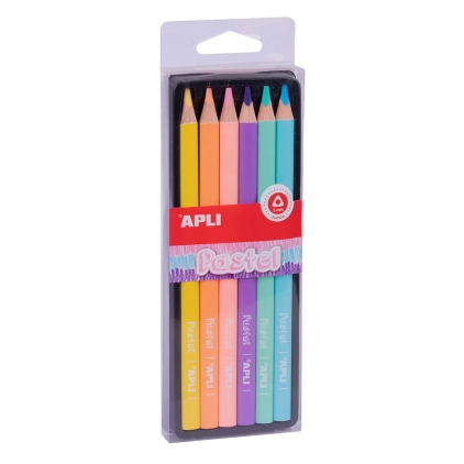 Instrumente de scris Set 6 creioane colorate Apli Jumbo Pastel