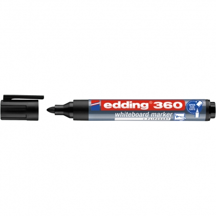 Marker pentru tabla Pilot V-Board, varf rotund, 2.3-6 mm, rosu Marker Edding 360 pentru tabla, varf 1.5-3 mm, negru