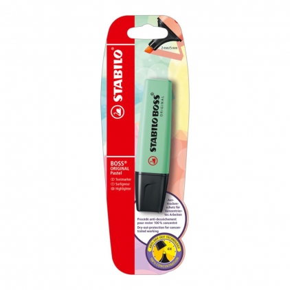 Marker permermanent Stabilo Mark-4-all, 651, F, varf rotund, 1.5 ? 2.5 mm, set 2 bucati/blister, negru Textmarker Stabilo Boss Original Pastel, verde menta, blister