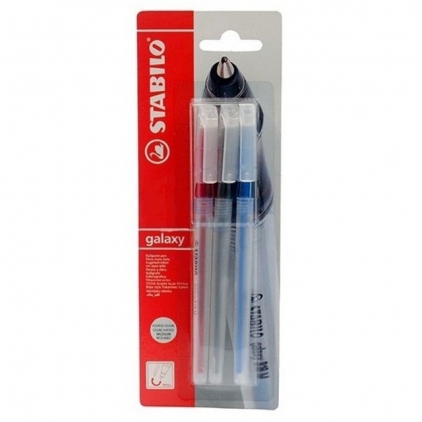 Set 6 creioane colorate Apli Jumbo Fluo Pix fara mecanism Stabilo Galaxy 818, M, 0.45 mm, 3 culori/blister, albastru, negru, rosu