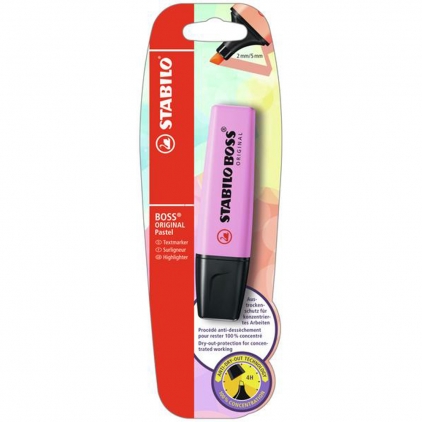 Pix fara mecanism Stabilo liner, M, 0.45 mm, 3 culori/blister eco, albastru, negru, rosu Textmarker Stabilo Boss Original Pastel, fuchsia, blister