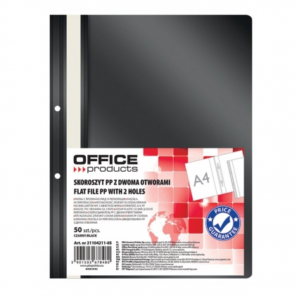Dosar cu sina si 2 perforatii, portocaliu, 50 bucati/set Dosar cu sina si 2 perforatii Office Products, A4, plastic, 50 bucati/set, negru