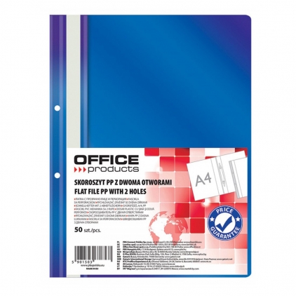 Dosar plic cu elastic Exacompta, carton, albastru Dosar cu sina si 2 perforatii Office Products, A4, plastic, 50 bucati/set, bleumarin